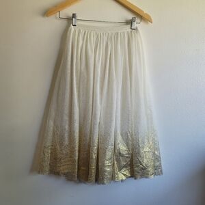 Cherokee, Girls Tulle Maxi Skirt, Cream/Gold Foil, Size 6‎